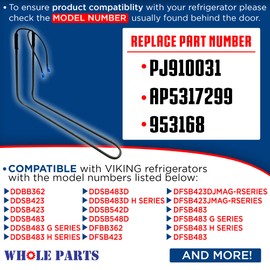 Whole Parts PJ910031 Refrigerator Evaporator Heater - Replacement and Compatible with Some Viking Refrigerators - 2 Yr Warranty