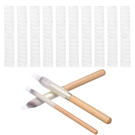 uxcell 50Pcs Makeup Brush Protector, 7cm Plastic Reusable Expandable Mesh Cover for Cosmetic Brush Storage Bud of Rose, Clear