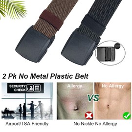 WYuZe 2 Pack Nylon Belt Outdoor Military Web Belt 1.5" Men Tactical Webbing Belt (waist-below 50", black + coffee)