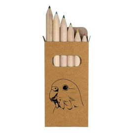 Azeeda 6 x 'Budgie Side View' Short 85mm Pencils/Coloured Pencil Set (PE00067932)