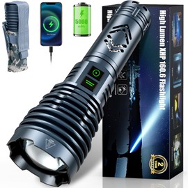 Rechargeable Flashlights 2000000 High Lumens Super Bright LED Flashlight Flash Light Powered by Battery|25H Long Life|Holster|Zoomable 6Modes|Waterproof Tactical Flashlights for Camping Outdoor Home