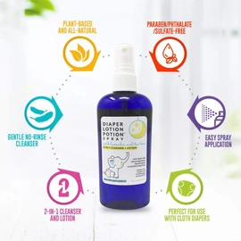 MoonDance Soaps Diaper Lotion Potion Cleansing Spray, 4 Oz Tea Tree & Lavender, Natural No-Rinse Cleanser and Moisturizer for Baby's Bottom