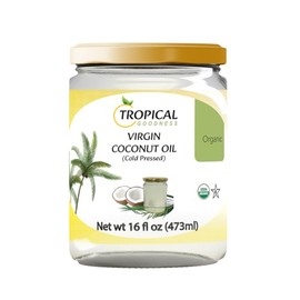 Tropical Goodness Aceite de coco virgen extra orgánico, 16 onzas líquidas, para la piel, el cabello y para cocinar, prensado en frío y certificado como orgánico y kosher por el USDA.