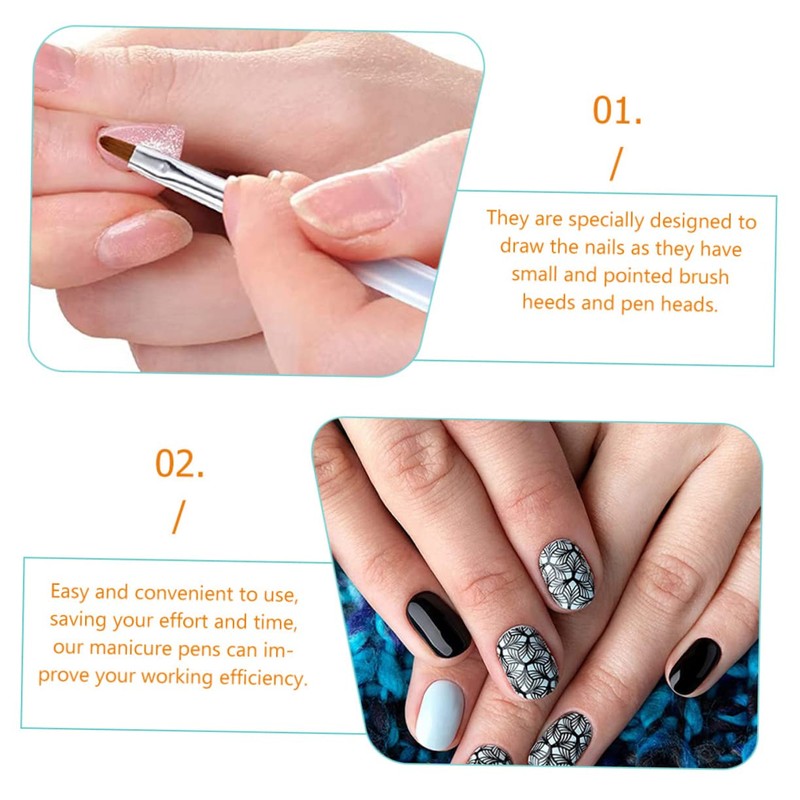 Baluue 3pcs Nail Art Brush Nail Drawing Pens for Manicure