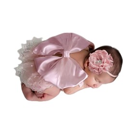 Lgvhydh Newborn Photography Outfits Girl Baby Photography Props Cute Lace Romper Headband Newborn Outfits Girls Photo Props (Off white)
