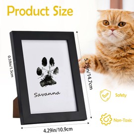 Cat and Dog Paw Print Frame Kit, Dog Nose Print Kit, Clean Touch Ink Pads and Imprint Cards, Pet Paw Print Keepsake Frame, Footprint Impression Set for Dogs and Cats.