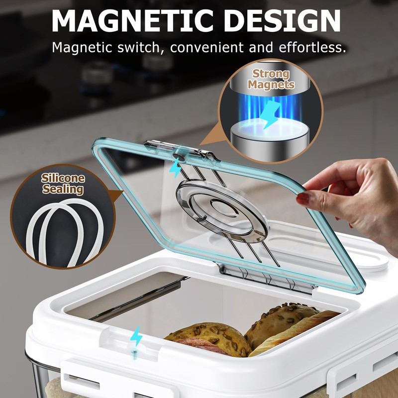 Olimingse Bread Box For Kitchen Countertop, Airtight Bread Storage Container,
