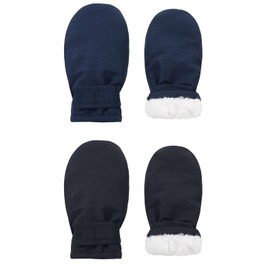 American Trends Toddler Mittens 2 Pairs Toddler Snow Gloves Lined Fleece Warm Waterproof Winter Gloves for Baby Boys Girls Black & Navy S(Fits 6-18 months) No Thumb