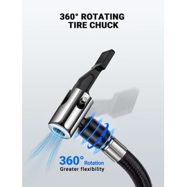 LUMITECO Tire Inflator Hose Adapter with 360-Degree Swivel Tire Air Chuck, 11 Inch Lock On Air Hose with Rotating Nozzle & Converting Nuts, Schrader Valve Adapter for Tire Pump Connect Air Compressor