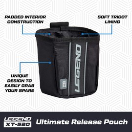LEGEND - XT520 Quick Release Pouch & Finger Tab Bag (Black) | Interior Divider for Better Organization & Storage of Release Aids | Attaches to Standard 2" Belt | Quick Drawstring Closure