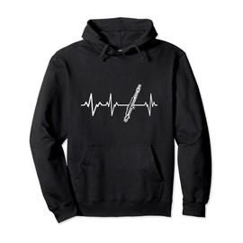 Transverse Flute Heartbeat Gift Instrument Flutes Player Pullover Hoodie