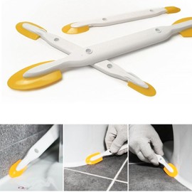 2-in-1 Double-Sided Caulking Tool Set with 4 Heads - Two-Way Silicone Finishing Tool for Bathroom Kitchen Tile Grout, Professional Sealant Smoothing Spatula, Reusable & Scratch-Free (S+L 2-Pack)