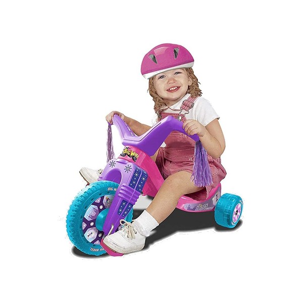 The Original Big Wheel Junior for Toddlers, Age 18 months to 3 years, Pink-Purple-Blue, 8.5" Wheel Ride On Tricycle Cruiser, Kid Powered Pedal Bike, 50th Year, Sit Down Riding Push Around Outdoor Toy