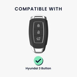 kwmobile Car Key Case Compatible with Hyundai 3 Button Car Key Keyless Go Cover - Car Fob Case - Soft TPU Shell - Black/Transparent