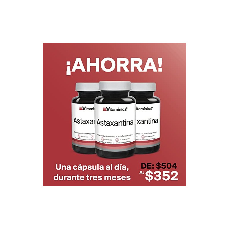 Vitaminica Astaxantina 20mg 90 Cápsulas Pack 3 Antioxidante