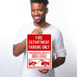 Sigo Signs Fire Department Parking Only Unauthorized Vehicles Towed at Owner Expense Sign, 10x14 Inches, Rust Free .040 Aluminum, Fade Resistant, Made in USA