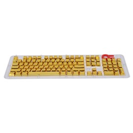104Pcs Keycaps Metallic Durable Stable TwoTone Translucent Backlit Mechanical Keyboard Caps(Gold )