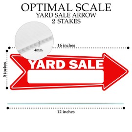 Yard Sale Arrows Yard Sign Double Sided With Stakes Large 16 Inch By 5 Inch Arrow Red Signs (1)