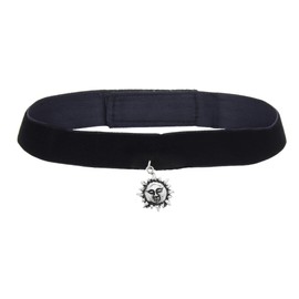 Zac's Alter Ego Vintage Velvet Choker/Necklace with Silver Sun Pendant