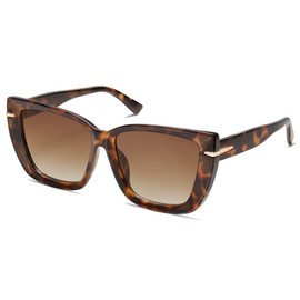 SOJOS Trendy Large Oversized Cat Eye Sunglasses for Women 70s UV400 Designer Shades SJ2231, Brown Tortoise/Brown