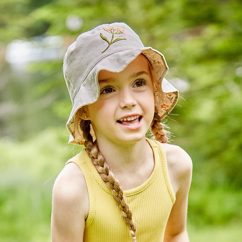 maximo Kids Girl Hat Flower Lining UV 30, beige, 53