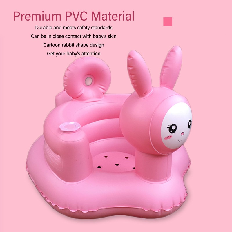 Inflatable Baby Chair Built in Air Pump Soft Cartoon Rabbit