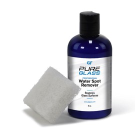 GT Tools PureGlass Water Spot Remover, Professional-Grade Glass Cleaner for Windshields, Windows & Shower Glass, Removes Hard Water Stains, Calcium, and Mineral Deposits, Scratch-Free Finish, 8 oz