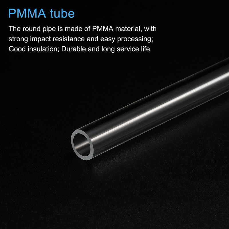 sourcing map Acrylic Pipe Clear Rigid Round Tube 10mm ID