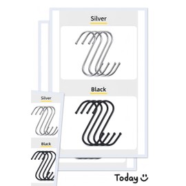 RQzaufania Pack of 30 Black S-shaped Hooks, Multifunctional Stainless Steel Coat Hooks for Hanging Bathroom, Bedroom, Office and Kitchen (Mixed)