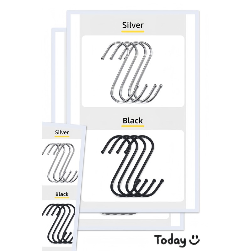 RQzaufania Pack of 30 Black S-shaped Hooks, Multifunctional Stainless Steel