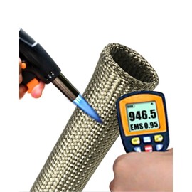 Heat Shield Sleeve Spark Plug Wire Heat Shield 1"IDX10'Fuel Line Heat Shield Auto Hose Spark Plug Wire Cover Protectors Boots Roll 2500 Degree for Car Auto Wire Loom Brake Cable (Titanium)