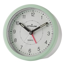 Atrium Modern Design Alarm Clock Analogue Quartz without Ticking with Light and Snooze White Mint Green Round A260-3