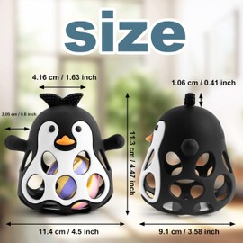 Farout Penguin Rattle - Teething Ring Baby & Montessori Toy - Oball Motor Skills Toy Baby Rattle for Newborns & 0-6 Months - Baby Toy from 3 Months, Gift for Boys & Girls (Black)