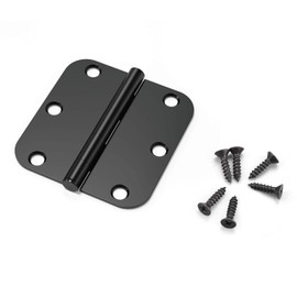 KNOBWELL 6 Pack 3.5inch Door Hinges Matte Black, Front Door Hinges Heavy Duty 3.5" x3.5" Round 5/8 Radius Door Hinges