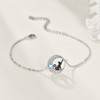 VONALA Moontone Moon Cat Anklet for Women Sterling Silver Black