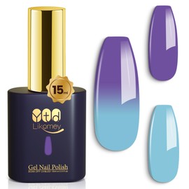 YTD Likomey Color Changing Gel Nail Polish,15ml Mockingbird Egg Blue To Purple Mood Temperature Change Colors,Fall Winter Thermal Ombre UV Manicure Pastel UV Nail Gel Varnish,WB343