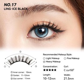 Wosado Soft Magnetic Eyelashes All-in-One Box, Reusable, Glue-Free, Waterproof, Lightweight, Natural Style Makeup Cosmetic:_#17 Ice Black All-in-One