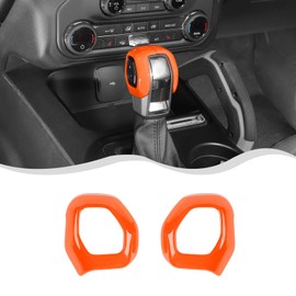 HTHE for Ford Bronco 2021 2022+ Center Console Gear Shifter Knob Cover Compatible with Ford Bronco 2021 2022 + (Orange,ABS,2Pcs/Set)