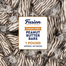 Sugar Free Peanut Butter Bars - 1 Pound Individually Wrapped - Bulk Sugar-Free Crunchy & Cripsy Peanut Butter Candy, Gluten Free, Kosher, Vegan