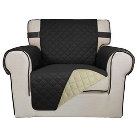 Time to Sparkle 1Pack Sofa Cover 1 seater Sofa Slipcover Reversible Sofa Cover Water Resistant Couch Cover with Foam Sticks Elastic Straps Furniture Protector for Kids, Dogs, Pets - Black