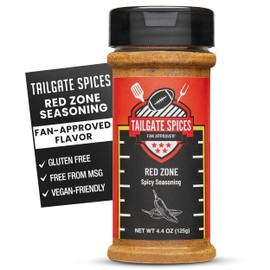 Tailgate Spices Red Zone Spicy Seasoning, Hot Spices and Seasonings for Chicken Wings, Grilling and BBQ, Jalapeño Blend, Vegan, Gluten Free, No MSG, 4.4 oz Spicy Chicken Seasoning Rub