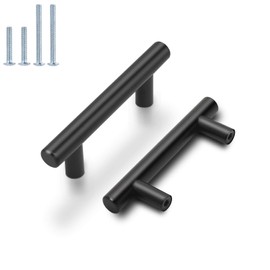 Probrico(5 Pack) 2-1/2 inch Center-to-Center Black Bar Cabinet Pull Modern Cabinet Hardware Kitchen Cabinet T Bar Handle Dresser Knobs Set