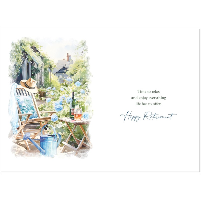 doodlecards Retirement Card Relax in the Garden Medium Size with