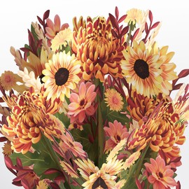Lovepop Everyday Pop-Up Paper Flower Bouquet for Her, 3D Greeting Cards for Girls, Women, Sister, Daughter, Mother, Wife - Fall Sunshine - 12" Bouquet - Blank Note Card Included