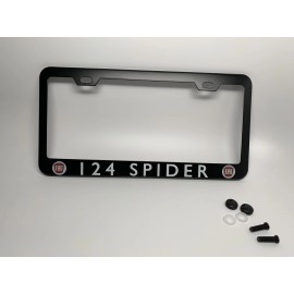 none Black "FIAT 124 SPIDER" License Plate Frame, Custom Made of Powder Coated Metal