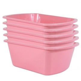 Vakly Wash Basins – Rectangular Plastic Hospital Bedside Soaking Tub - Small 7 Qt Graduated Bucket - Portable Washbasin for Washing, Cleaning, Foot Bath, Dishes, Face Cleansing Bowl (5, Pink)