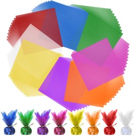 Cellophane Wrap, 200pcs Cellophane Sheets, 8 Multi-Colors Colored Cellophane, 7.5x7.5 Inch Transparent Colored Plastic Wrap, Colored Cellophane Wrap for Christmas Valentine DIY Arts Crafts Decorations