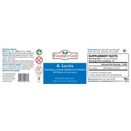 Foods For Gut Bifidobacterium Lactis Probiotic Powder 500 Billion cfu's | Digestive & Immune Support | High Potency | B. Lactis (60 Grams)
