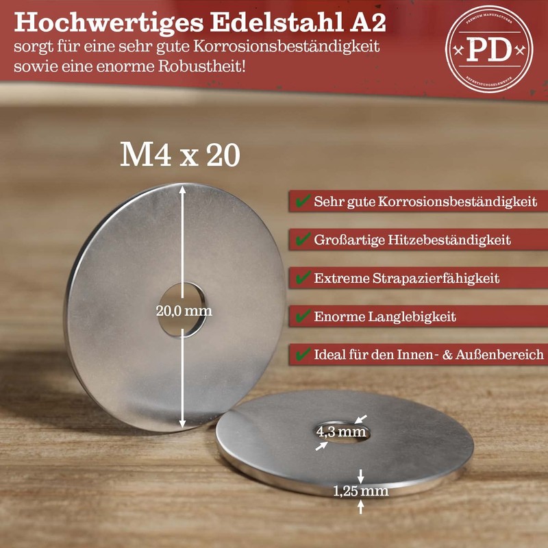 PD® Large Body Washers M4 x 20 (Mudguard Washers) |