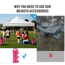 SANWAY Sand Bags for Canopy Weights Set of 4 (112LBS) - Sand Bags for Weight - Sand Bags for Canopy Tent- Canopy Weights for Canopy Tent Legs - Outdoor Weighted Sand Bags - (Without Sand) - Rose Red